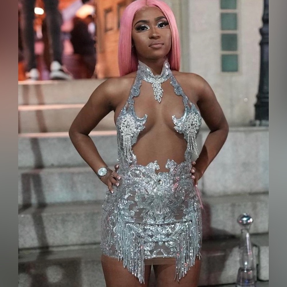 Custom Silver Mini Dress